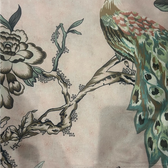 Callisto Home PEACOCK FLORAL Window Curtains 2 Panel 38x84 LIGHT BLUSH Pink - Picture 4 of 5